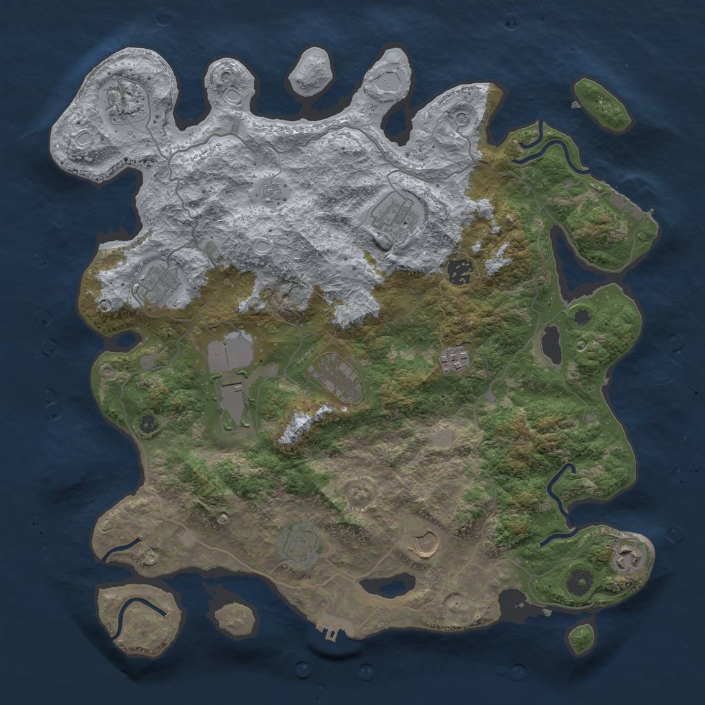Rust Map: Procedural Map, Size: 4000, Seed: 1808243605, 19 Monuments