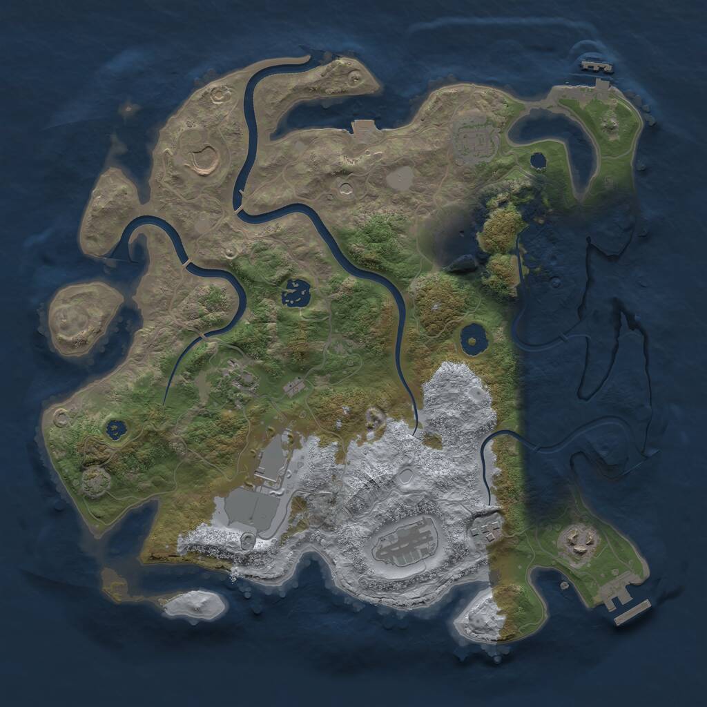 Rust Map: Procedural Map, Size: 3600, Seed: 9731, 14 Monuments