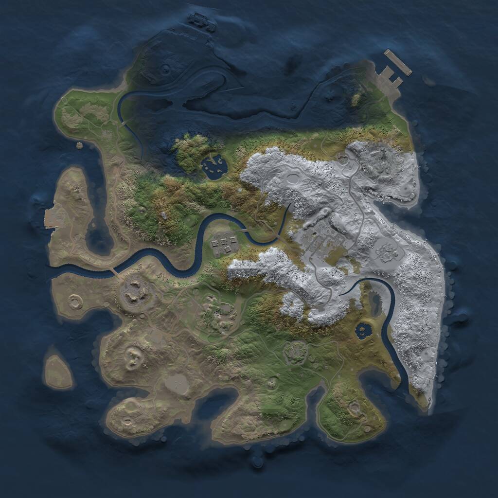Rust Map: Procedural Map, Size: 3000, Seed: 1235, 11 Monuments