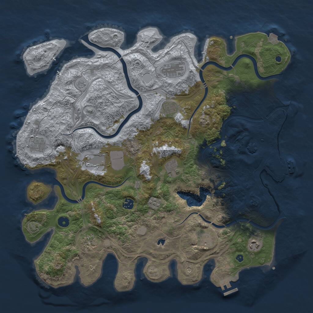 Rust Map: Procedural Map, Size: 4250, Seed: 121433270, 16 Monuments