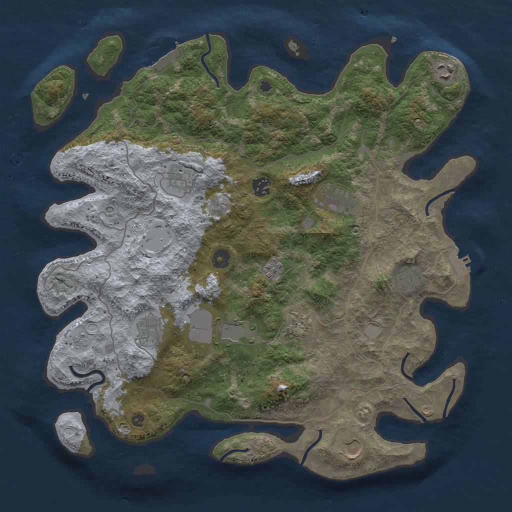 Rust Map: Procedural Map, Size: 4000, Seed: 698464228, 19 Monuments
