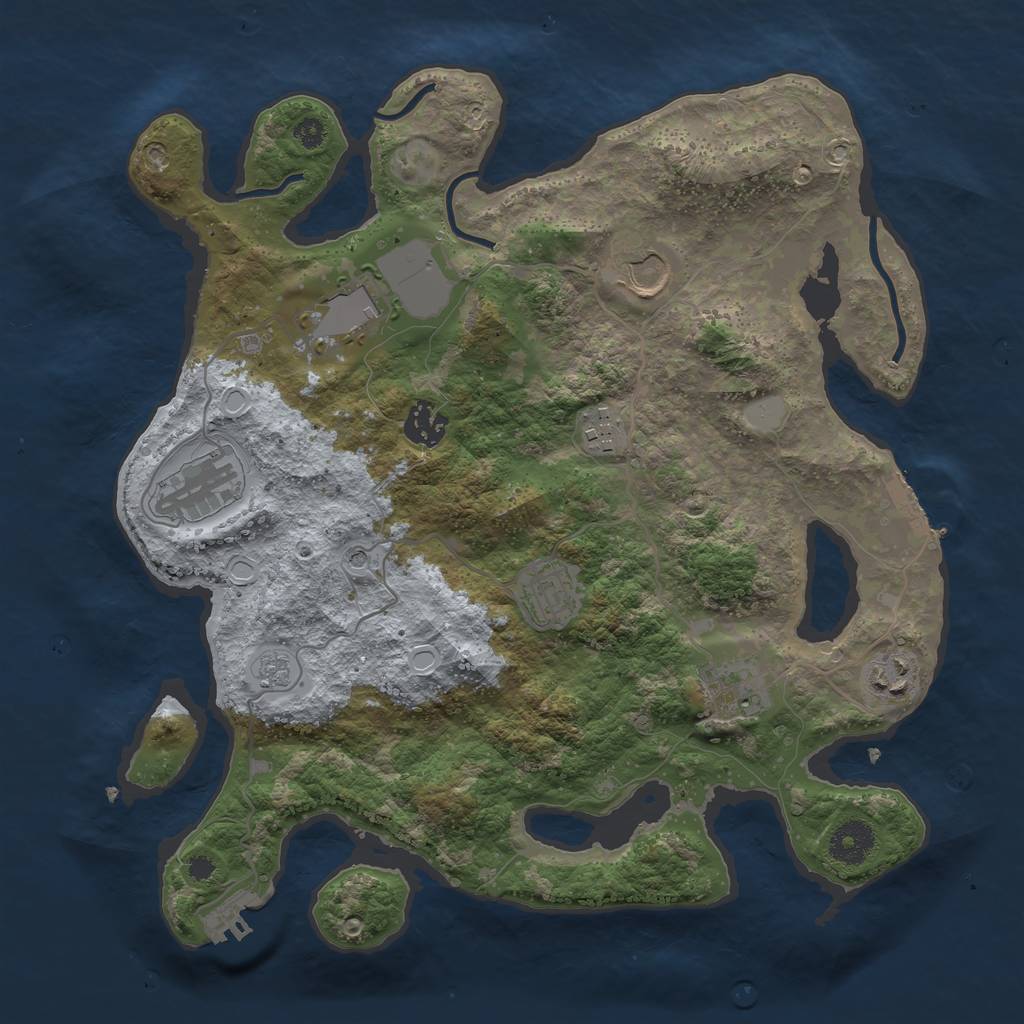 Rust Map: Procedural Map, Size: 3500, Seed: 48620448, 17 Monuments
