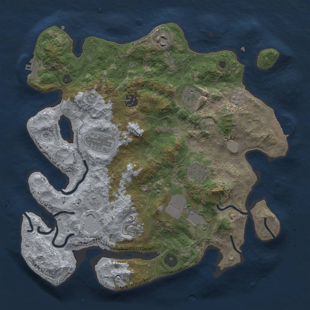 Rust Map: Procedural Map, Size: 3500, Seed: 33607959, 17 Monuments