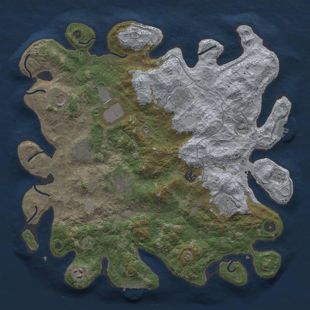 Rust Map: Procedural Map, Size: 4000, Seed: 479657935, 18 Monuments