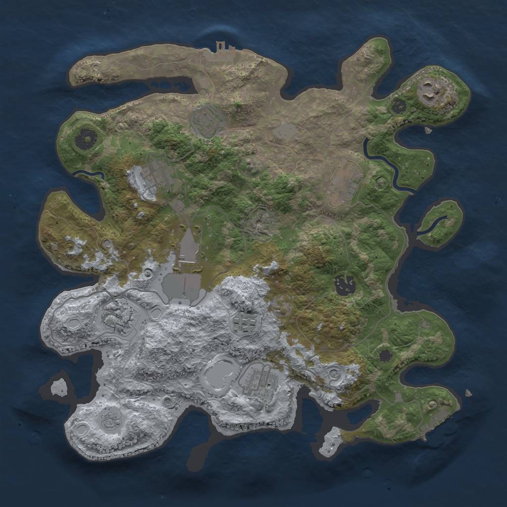 Rust Map: Procedural Map, Size: 3500, Seed: 589786474, 18 Monuments