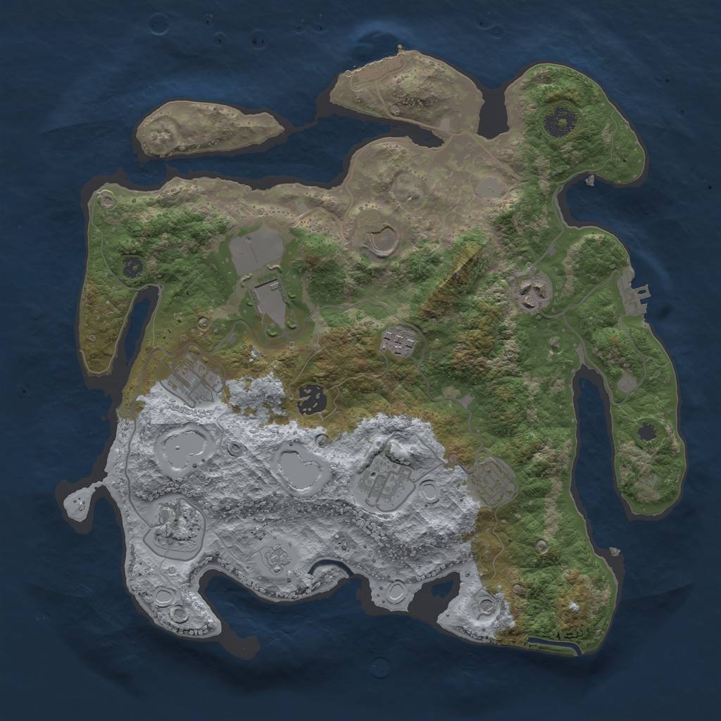 Rust Map: Procedural Map, Size: 3500, Seed: 87995993, 18 Monuments