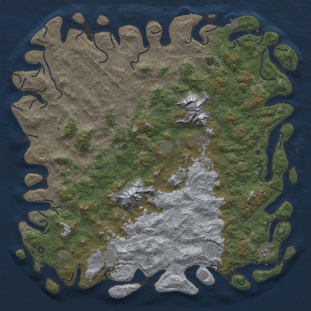 Rust Map: Procedural Map, Size: 6000, Seed: 6938, 20 Monuments