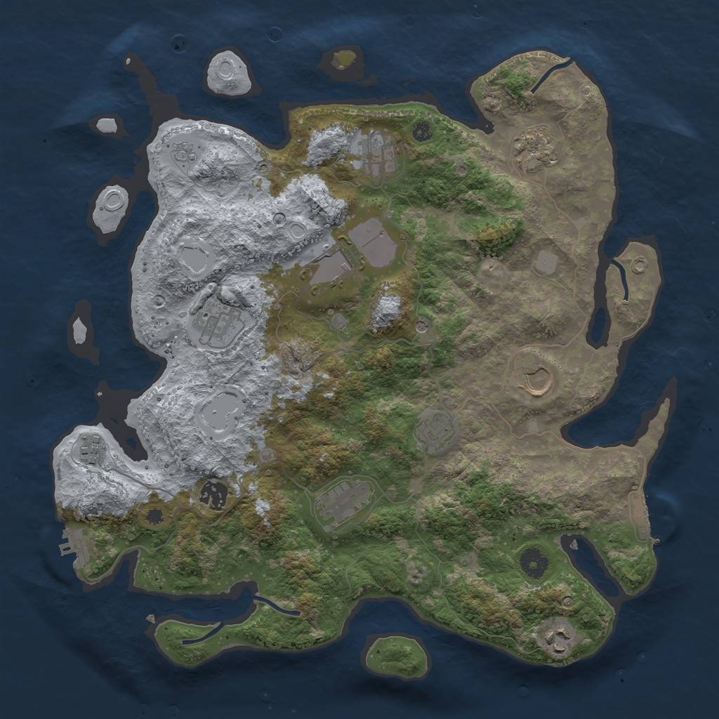 Rust Map: Procedural Map, Size: 3800, Seed: 73136393, 19 Monuments