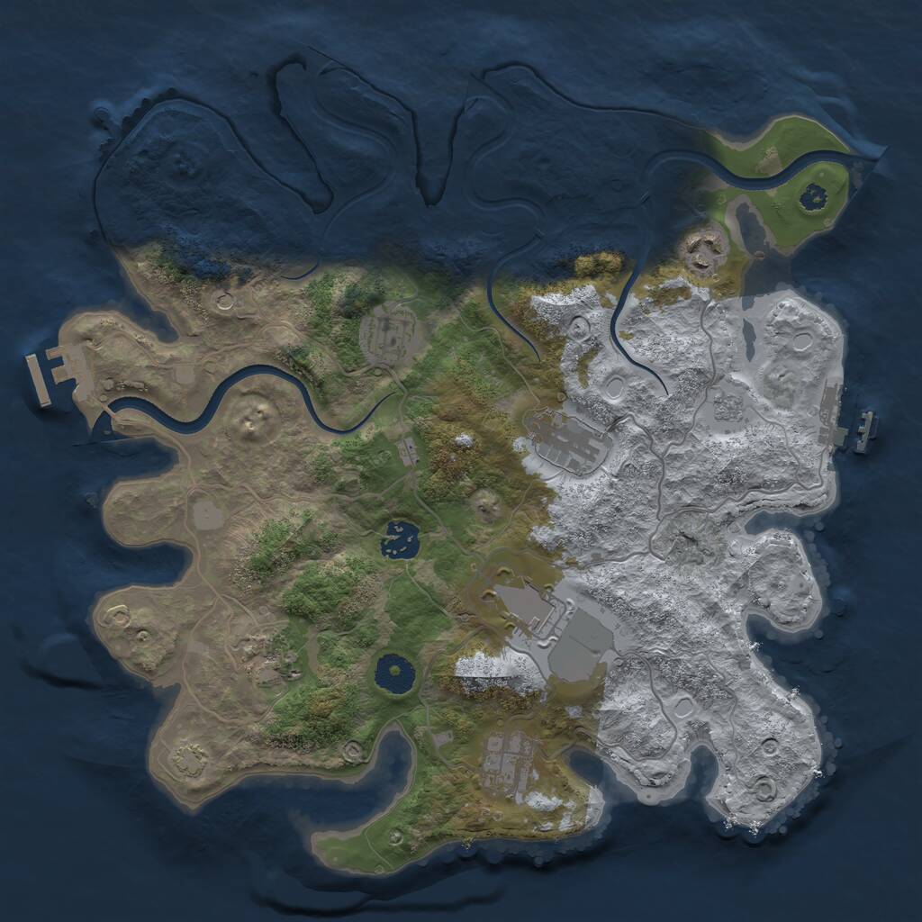 Rust Map: Procedural Map, Size: 3500, Seed: 991738047, 13 Monuments