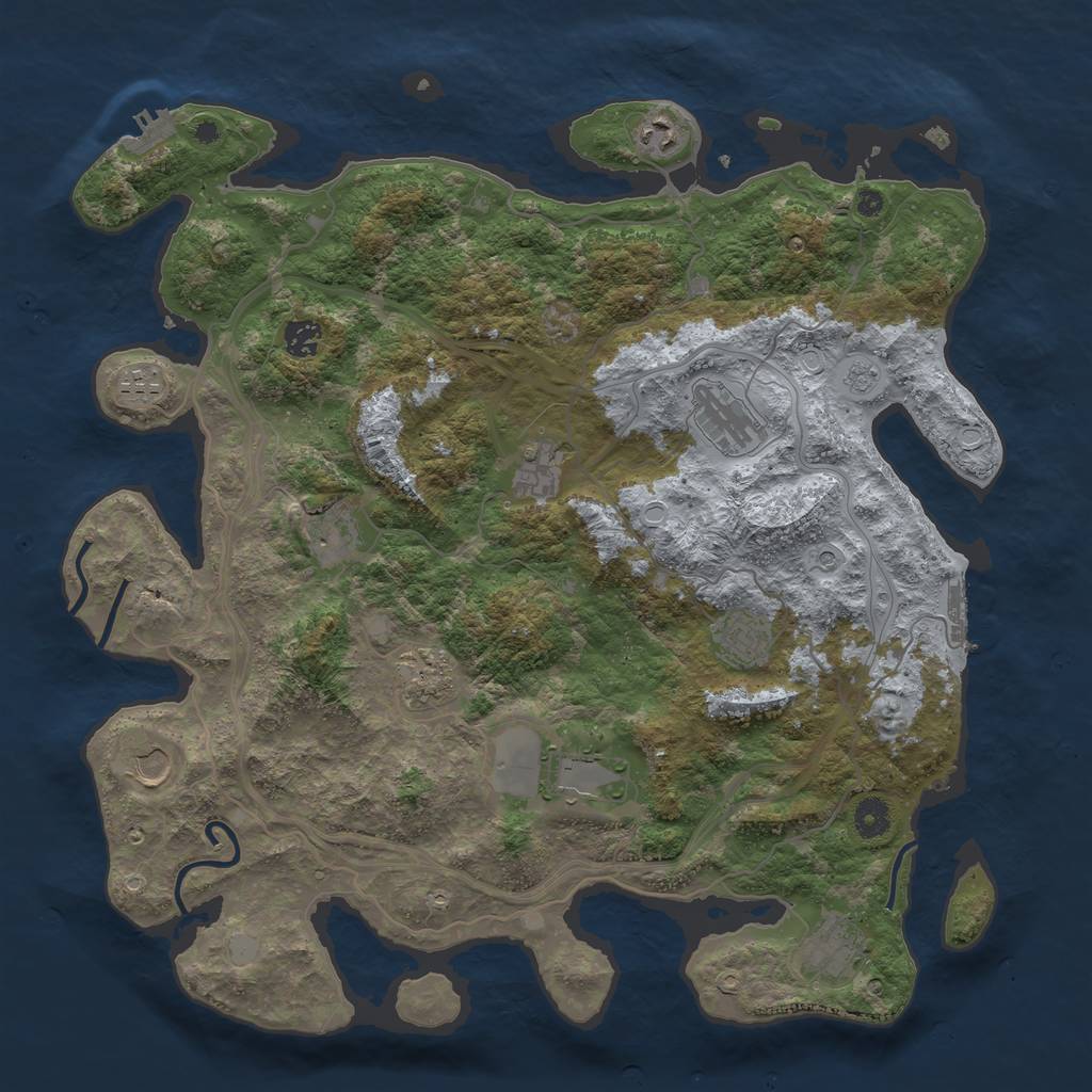 Rust Map: Procedural Map, Size: 4250, Seed: 518801433, 20 Monuments