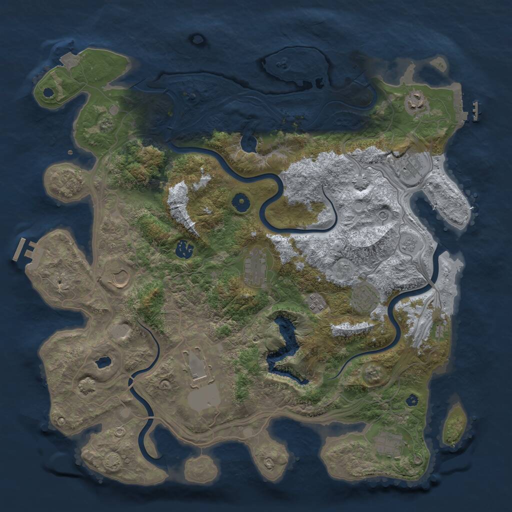 Rust Map: Procedural Map, Size: 4250, Seed: 518801433, 15 Monuments