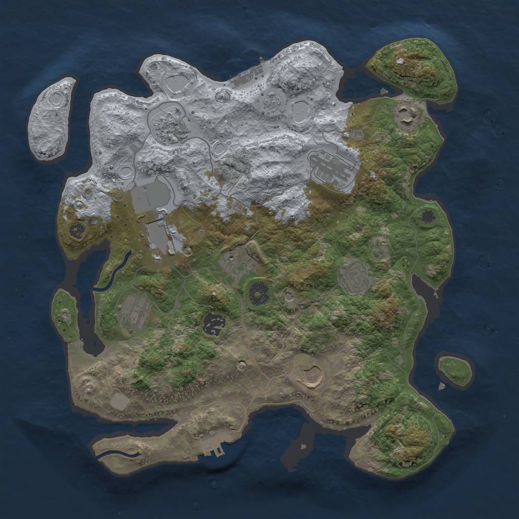 Rust Map: Procedural Map, Size: 3500, Seed: 9509255, 18 Monuments