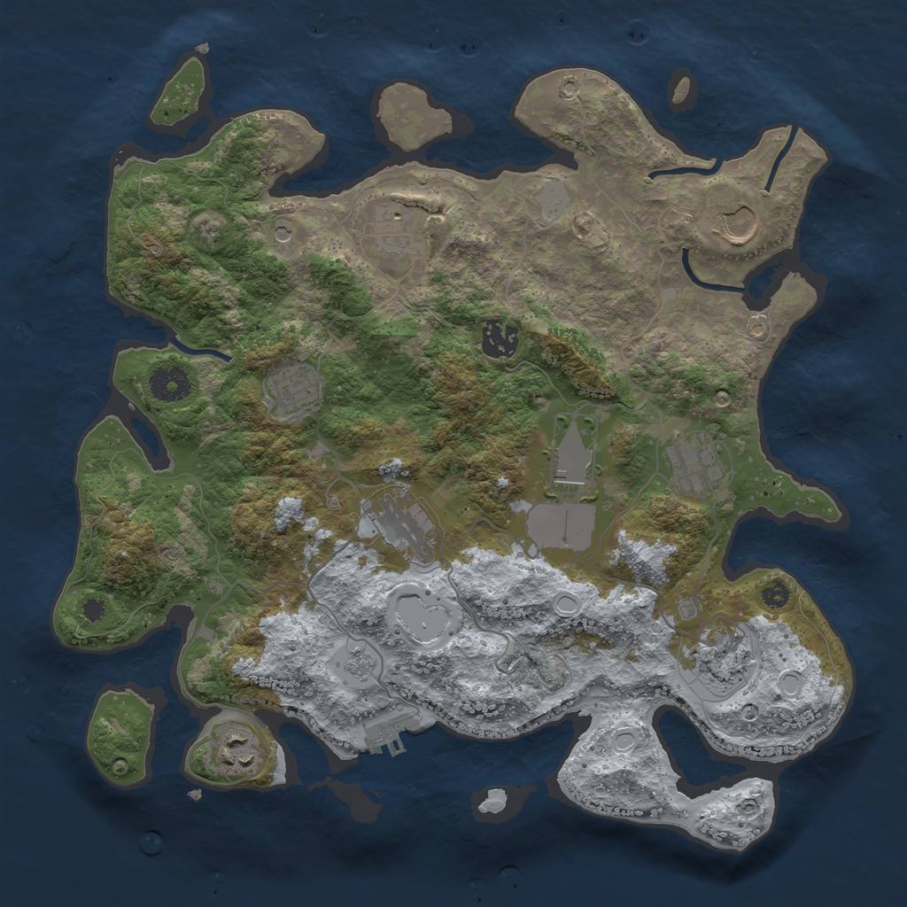 Rust Map: Procedural Map, Size: 3500, Seed: 109415691, 17 Monuments