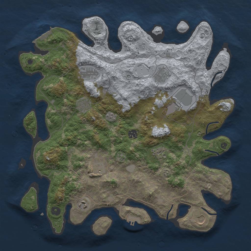 Rust Map: Procedural Map, Size: 4000, Seed: 1247993634, 19 Monuments