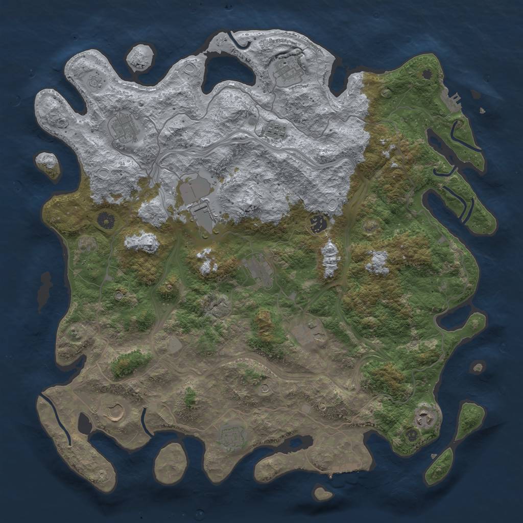 Rust Map: Procedural Map, Size: 4500, Seed: 5643, 19 Monuments