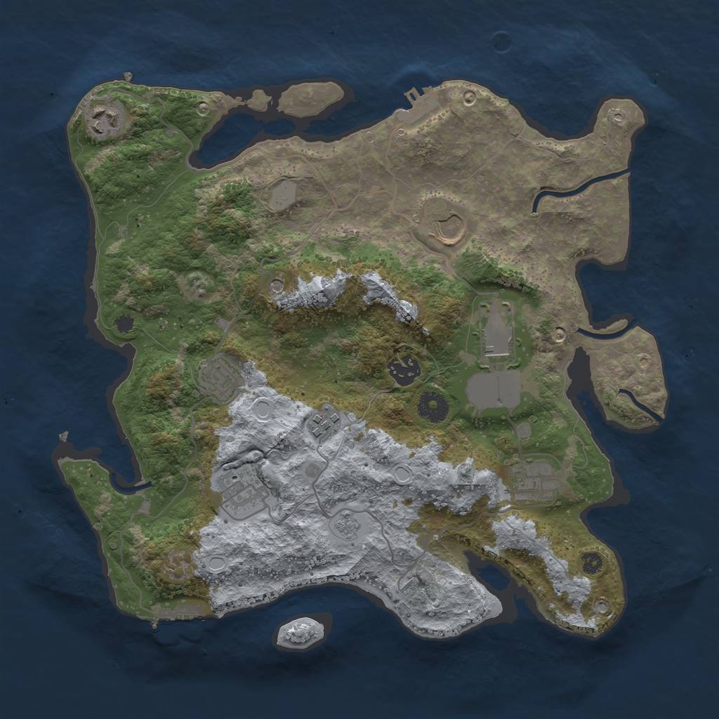Rust Map: Procedural Map, Size: 3500, Seed: 79399679, 17 Monuments