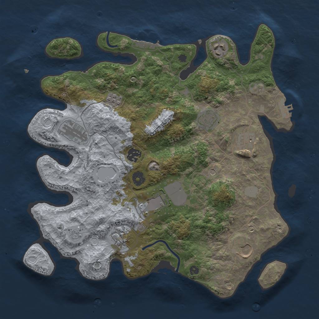 Rust Map: Procedural Map, Size: 3500, Seed: 90805898, 18 Monuments