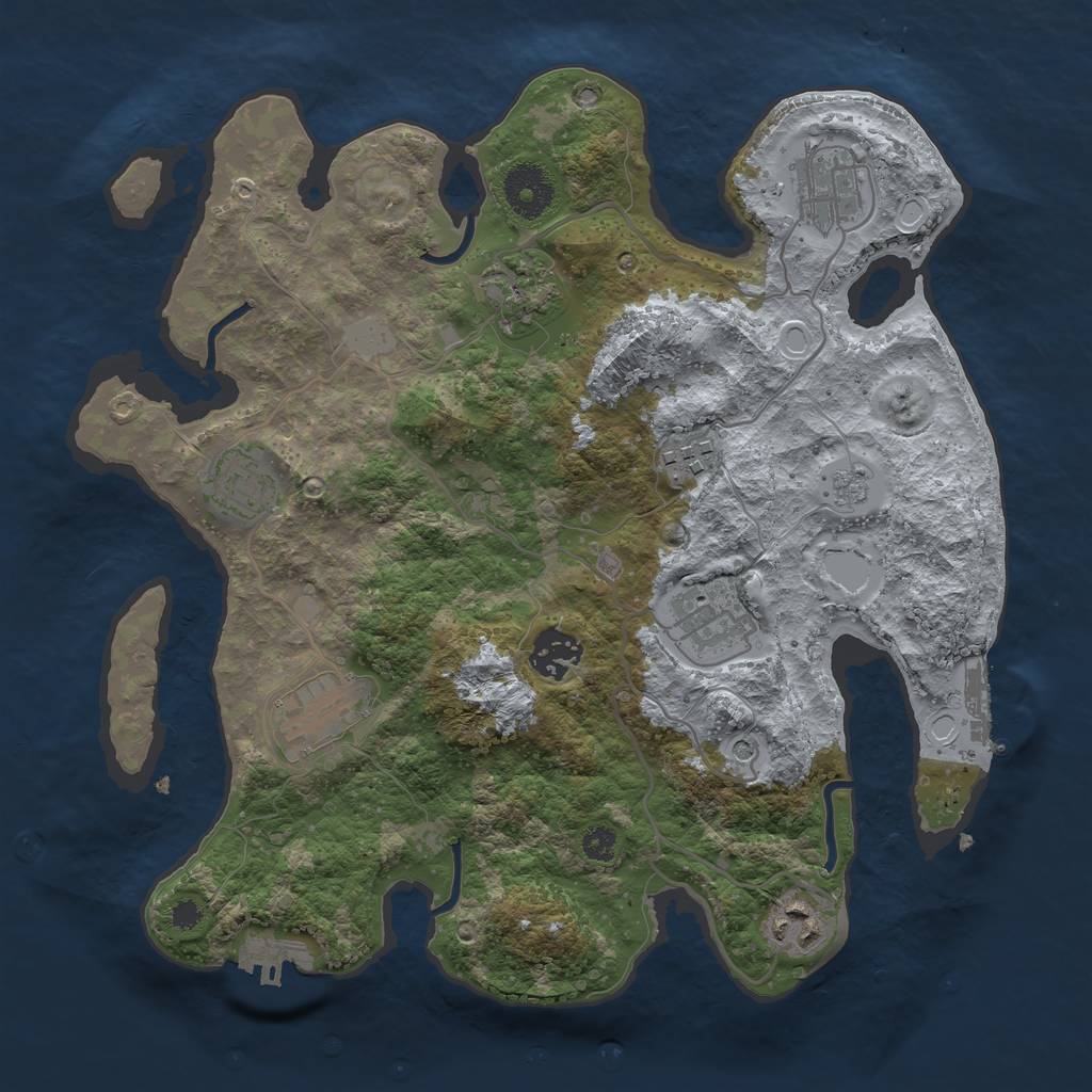 Rust Map: Procedural Map, Size: 3250, Seed: 58503221, 17 Monuments