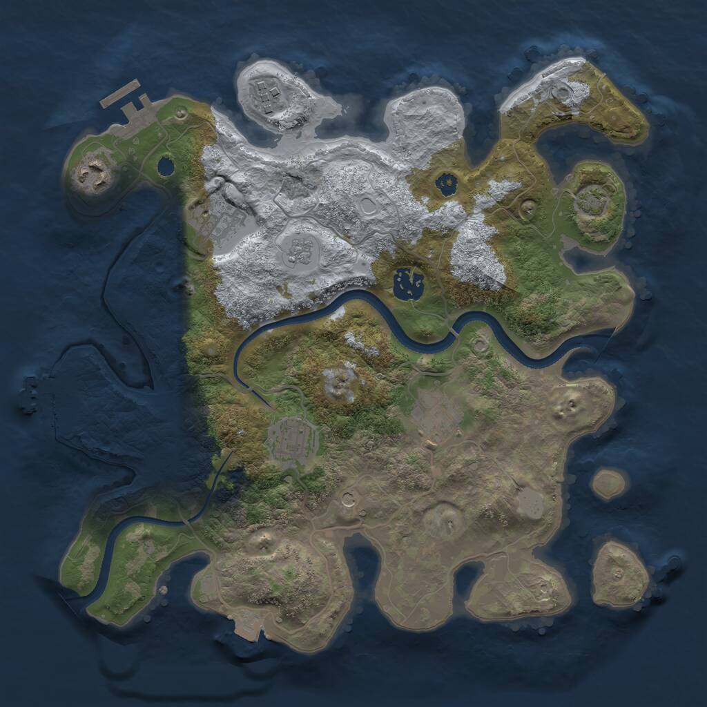 Rust Map: Procedural Map, Size: 3250, Seed: 88676553, 12 Monuments