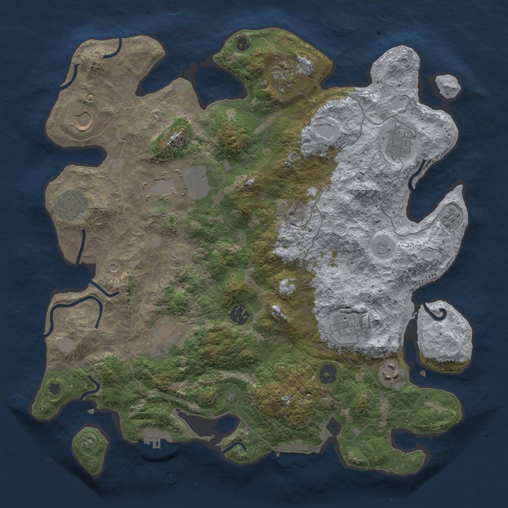 Rust Map: Procedural Map, Size: 4000, Seed: 1655727803, 19 Monuments