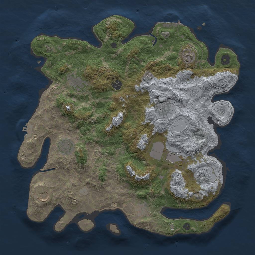 Rust Map: Procedural Map, Size: 3850, Seed: 42480620, 19 Monuments