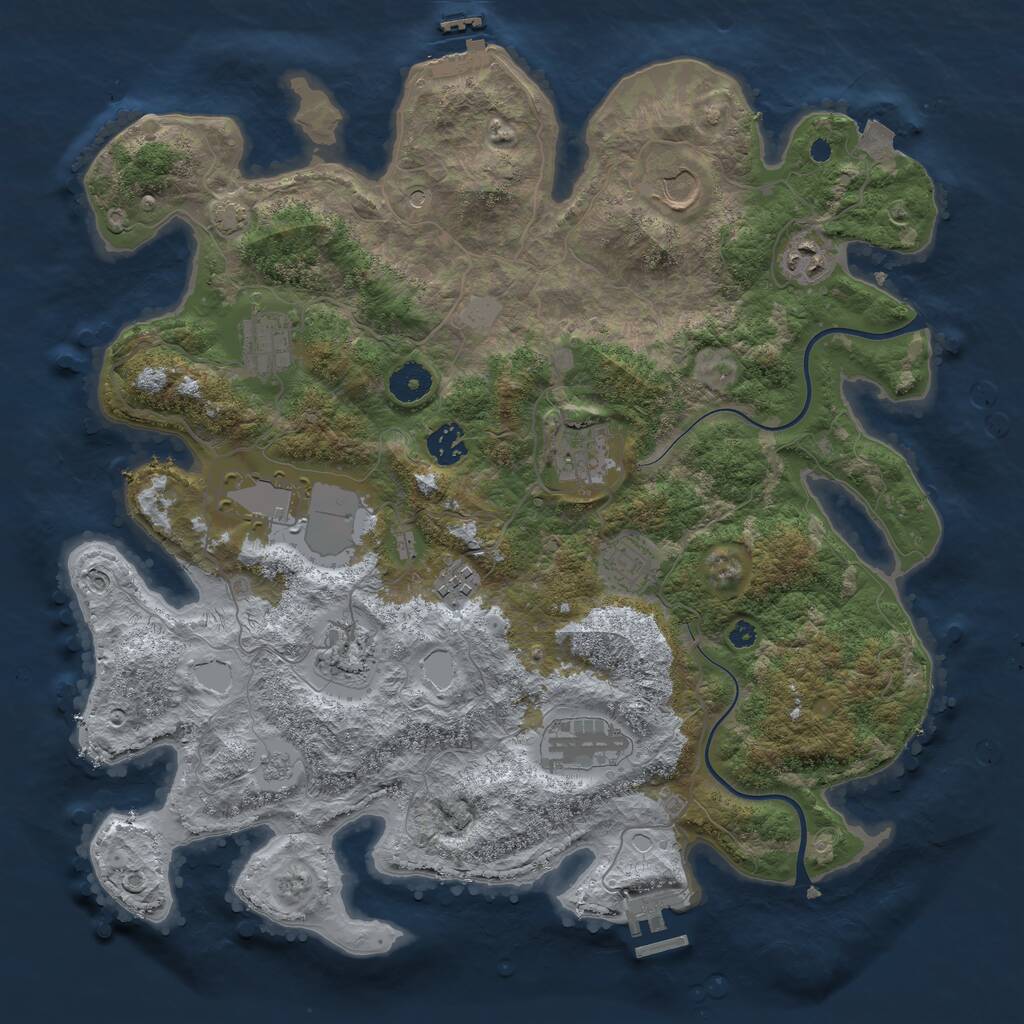 Rust Map: Procedural Map, Size: 3850, Seed: 42602873, 16 Monuments