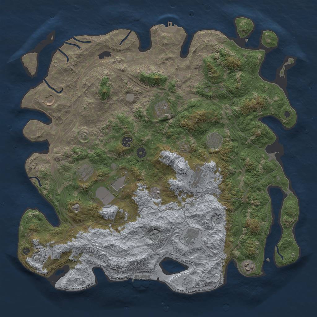 Rust Map: Procedural Map, Size: 4500, Seed: 1958924281, 20 Monuments