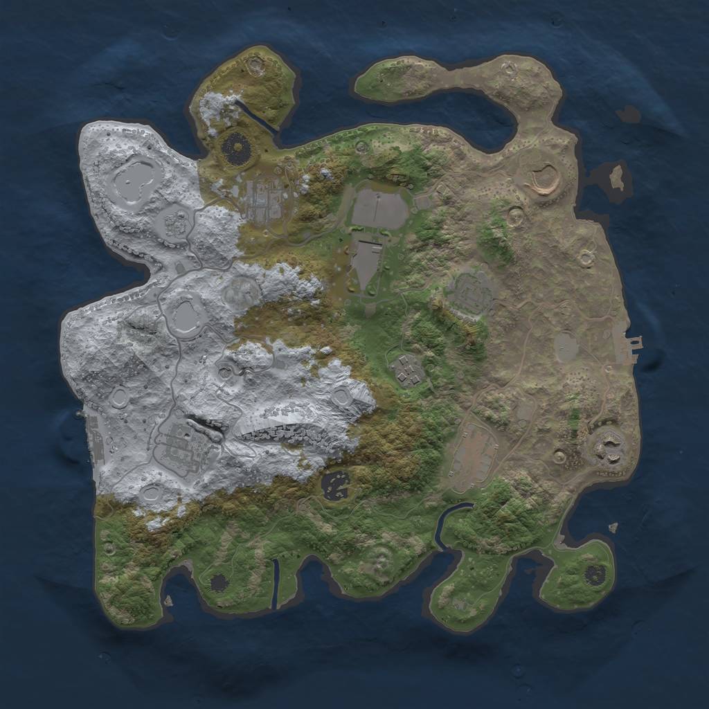 Rust Map: Procedural Map, Size: 3500, Seed: 29300043, 18 Monuments