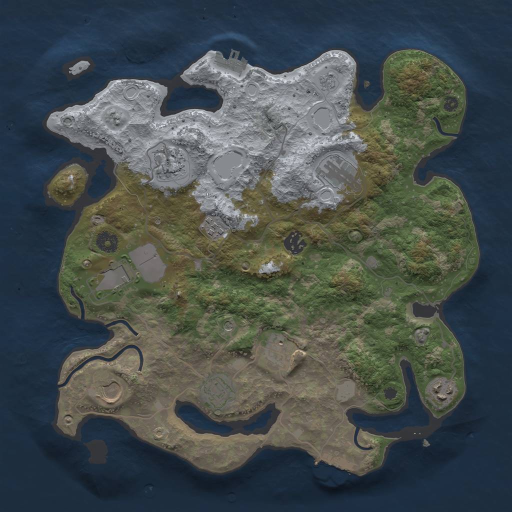 Rust Map: Procedural Map, Size: 3500, Seed: 880936936, 18 Monuments
