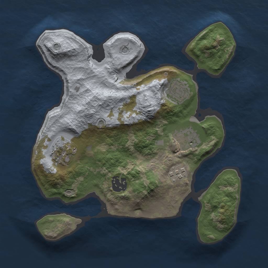 Rust Map: Barren, Size: 2500, Seed: 126433, 8 Monuments