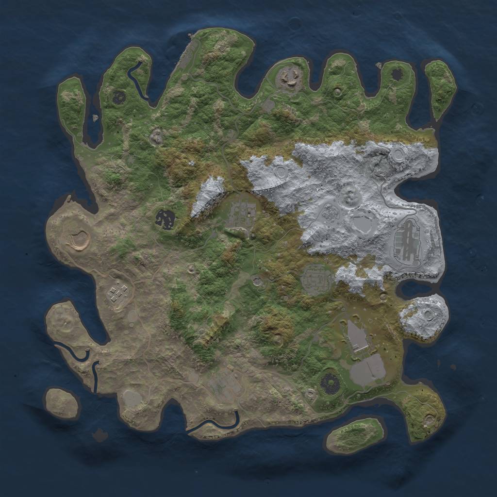 Rust Map: Procedural Map, Size: 3700, Seed: 43624245, 17 Monuments