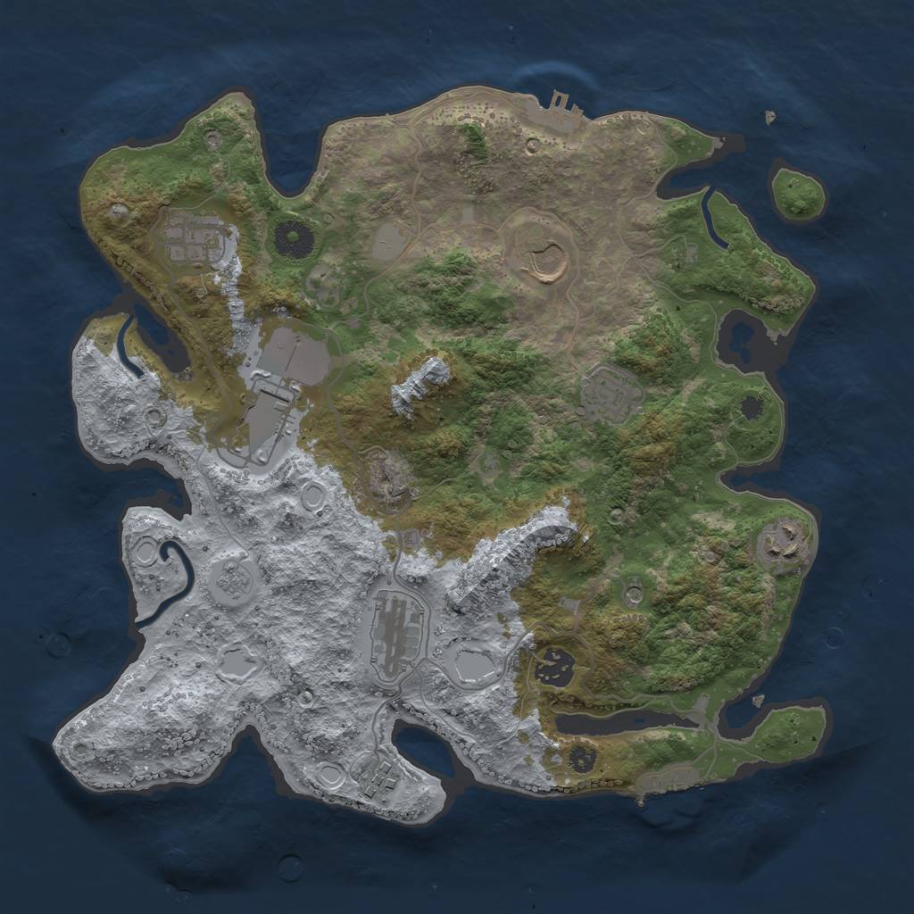 Rust Map: Procedural Map, Size: 3500, Seed: 11196320, 17 Monuments