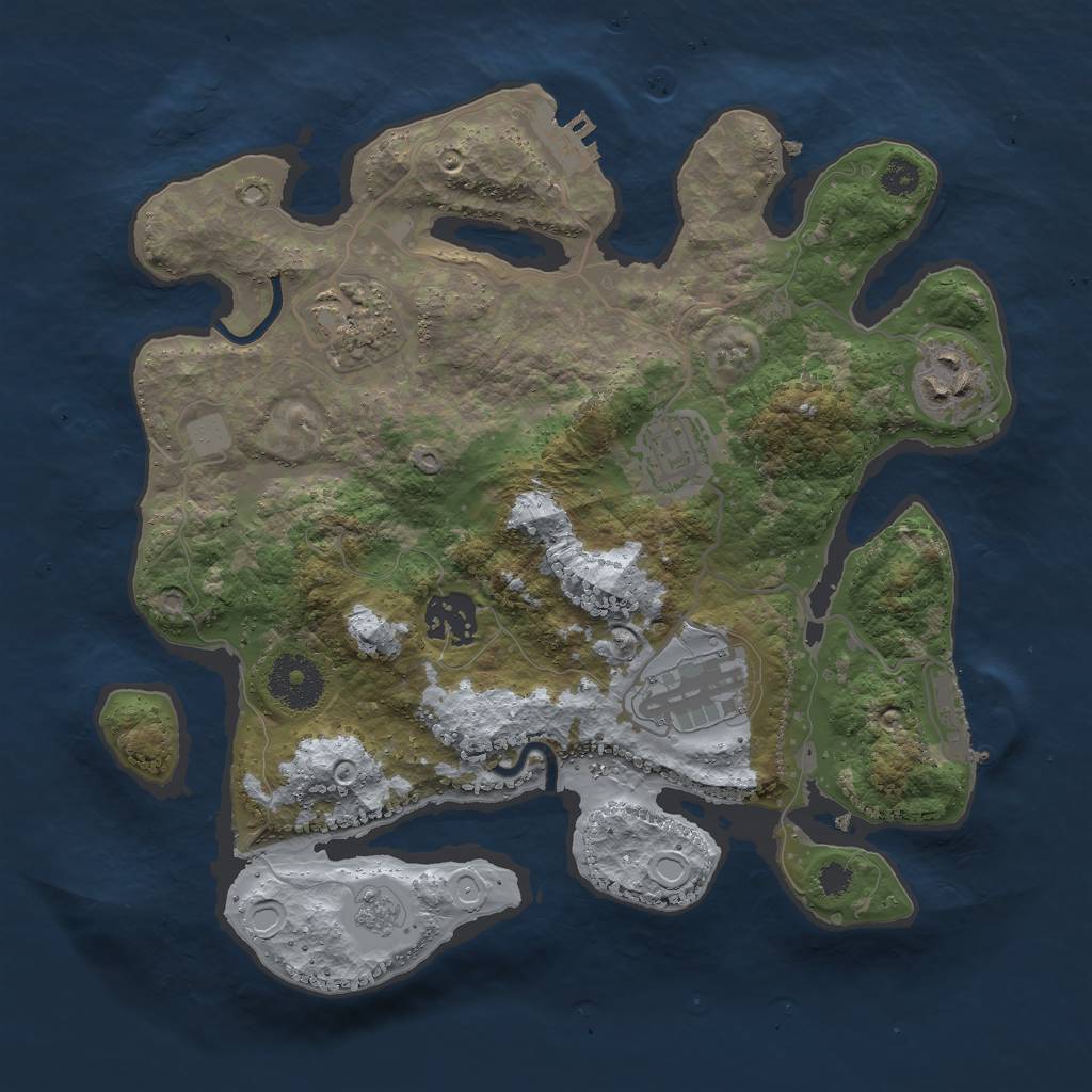 Rust Map: Procedural Map, Size: 3000, Seed: 1260269239, 13 Monuments