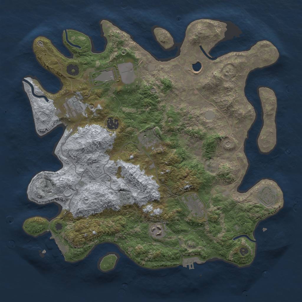 Rust Map: Procedural Map, Size: 3700, Seed: 43658241, 18 Monuments