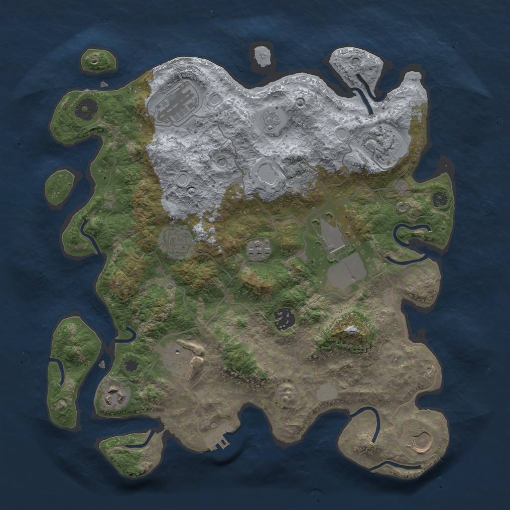 Rust Map: Procedural Map, Size: 3500, Seed: 666666, 17 Monuments