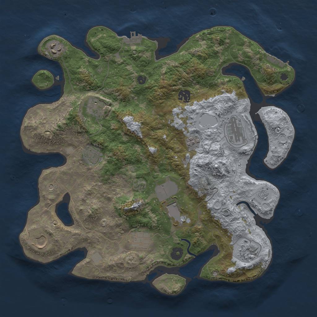 Rust Map: Procedural Map, Size: 3700, Seed: 43678949, 19 Monuments