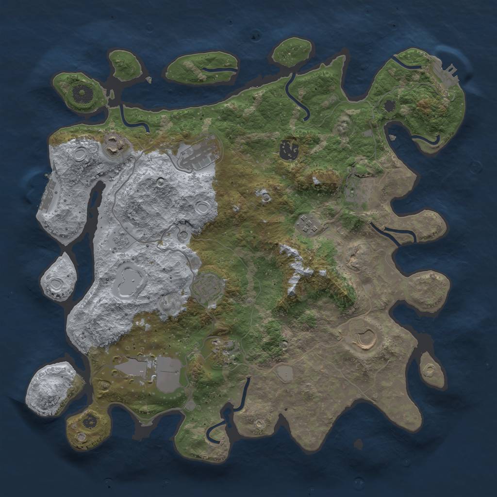 Rust Map: Procedural Map, Size: 3700, Seed: 43678889, 18 Monuments