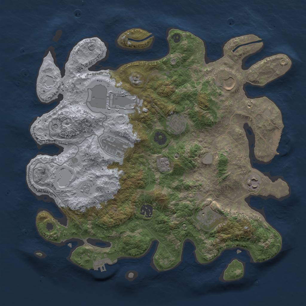 Rust Map: Procedural Map, Size: 3500, Seed: 668124, 17 Monuments