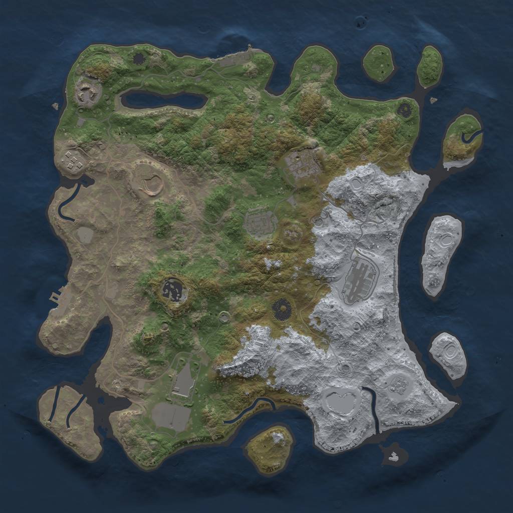 Rust Map: Procedural Map, Size: 3700, Seed: 89898989, 17 Monuments