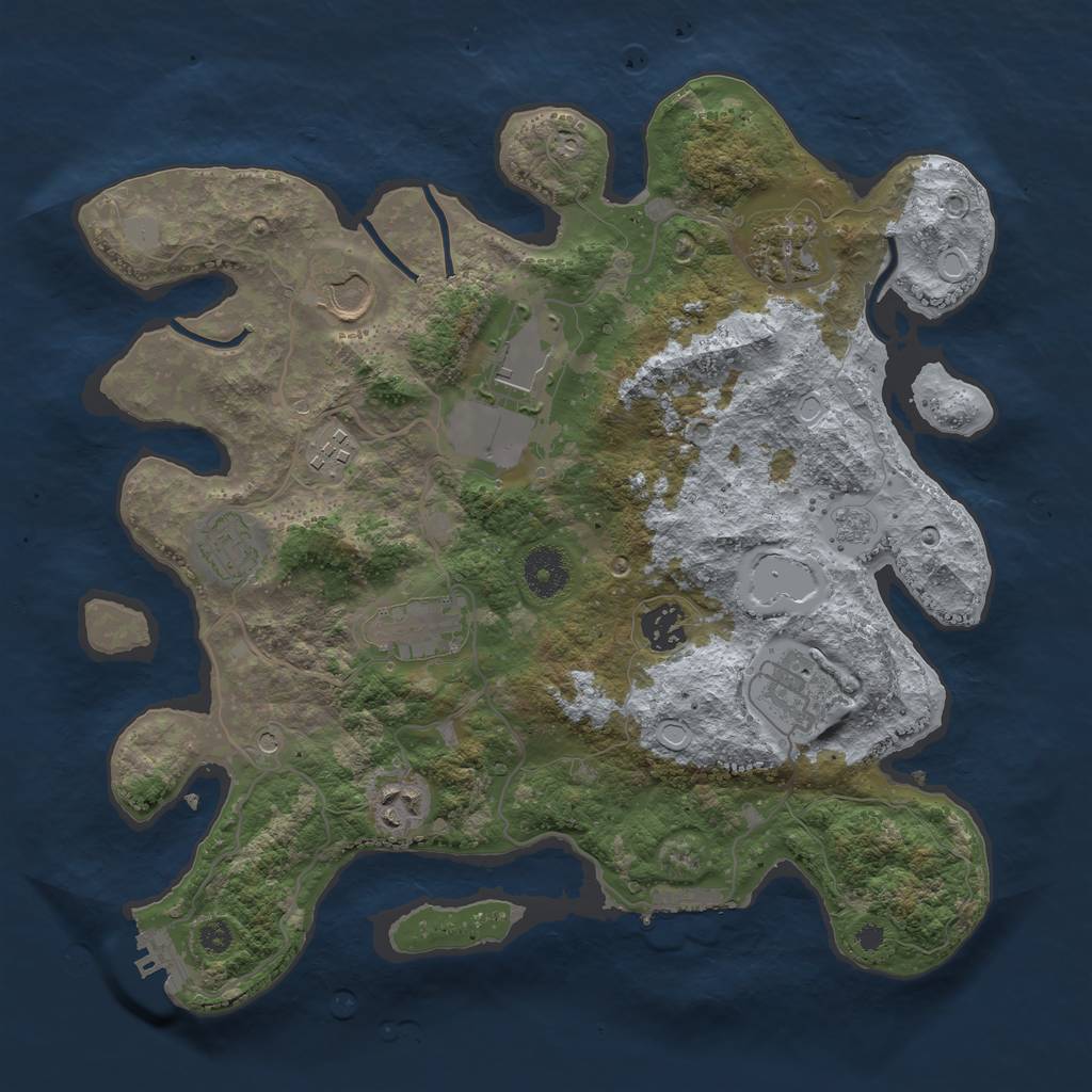 Rust Map: Procedural Map, Size: 3500, Seed: 24644, 18 Monuments