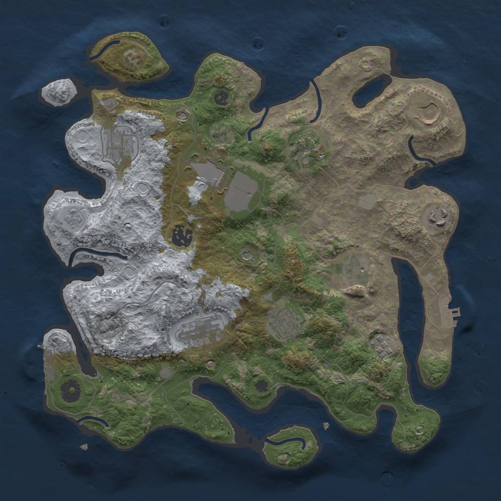 Rust Map: Procedural Map, Size: 3500, Seed: 1886442687, 19 Monuments