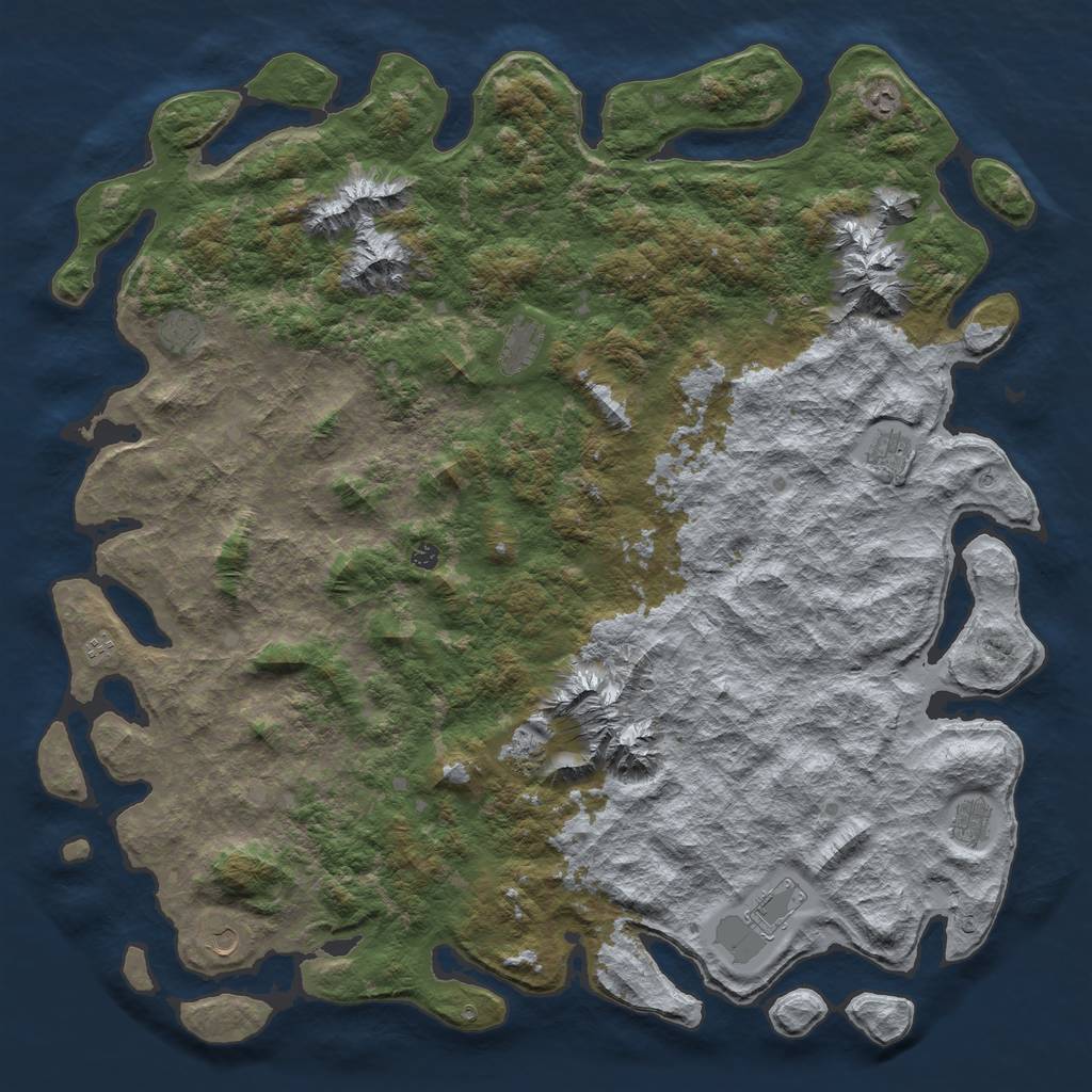 Rust Map: Barren, Size: 6000, Seed: 3500, 13 Monuments