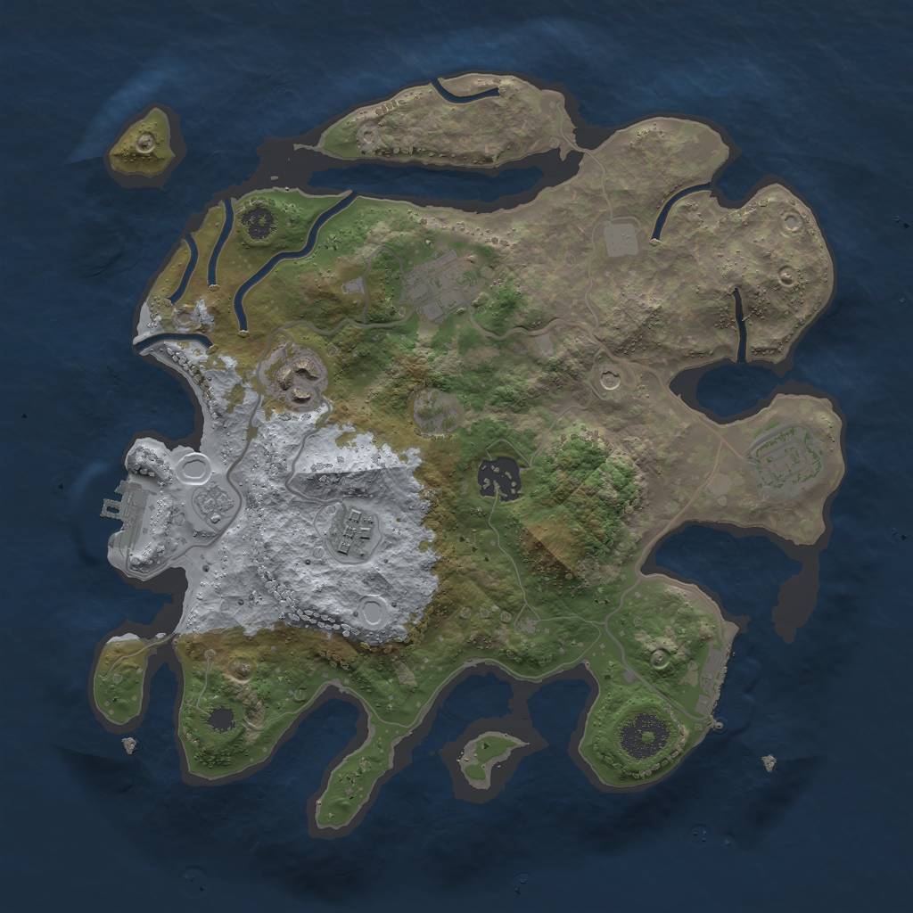 Rust Map: Procedural Map, Size: 3000, Seed: 1245115376, 14 Monuments