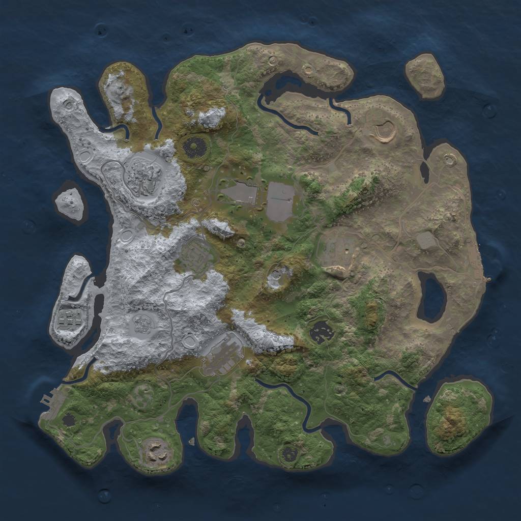 Rust Map: Procedural Map, Size: 3500, Seed: 2074961457, 18 Monuments