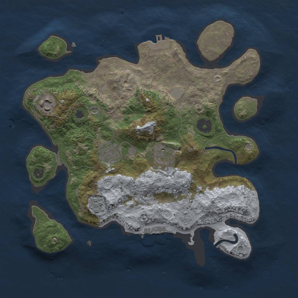 Rust Map: Procedural Map, Size: 3000, Seed: 9762541, 13 Monuments