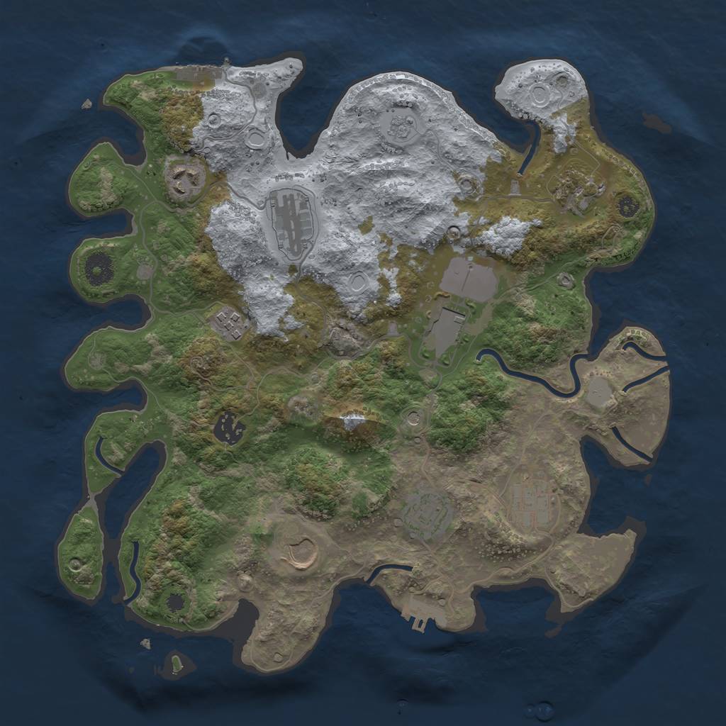 Rust Map: Procedural Map, Size: 3500, Seed: 815096410, 18 Monuments