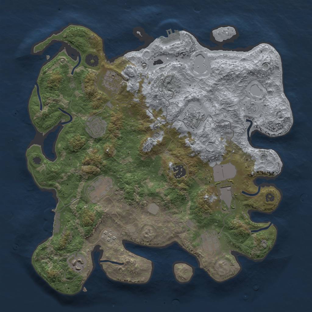 Rust Map: Procedural Map, Size: 3500, Seed: 1609762880, 18 Monuments