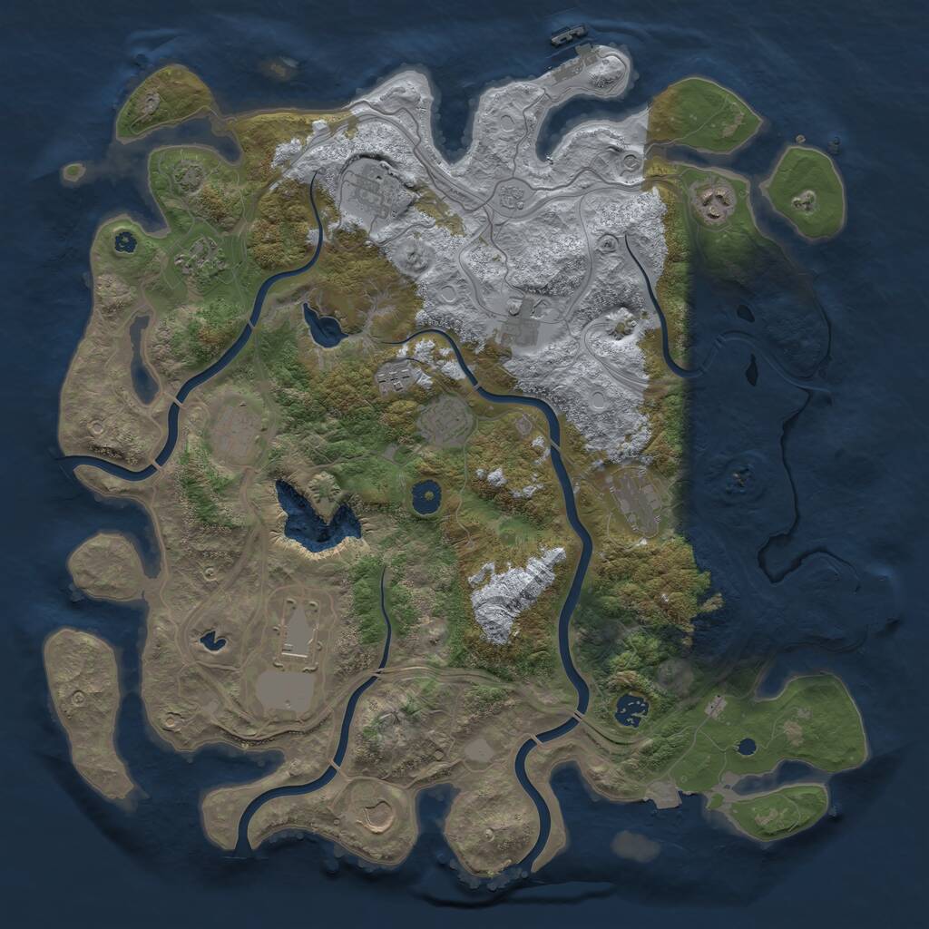 Rust Map: Procedural Map, Size: 4300, Seed: 459848, 17 Monuments