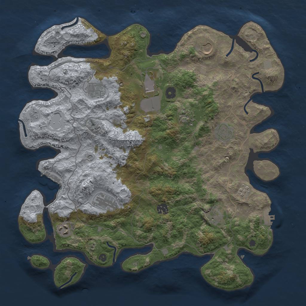 Rust Map: Procedural Map, Size: 4000, Seed: 58981916, 19 Monuments