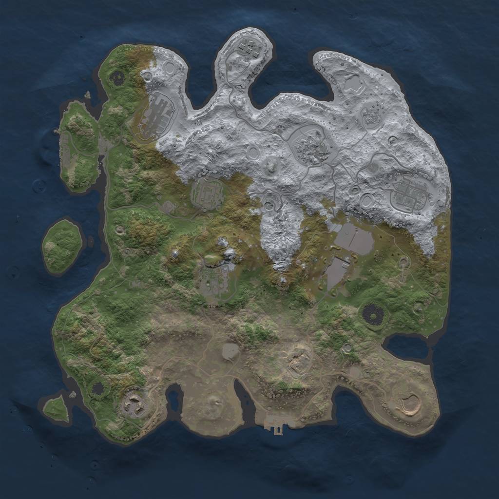 Rust Map: Procedural Map, Size: 3500, Seed: 34316096, 18 Monuments
